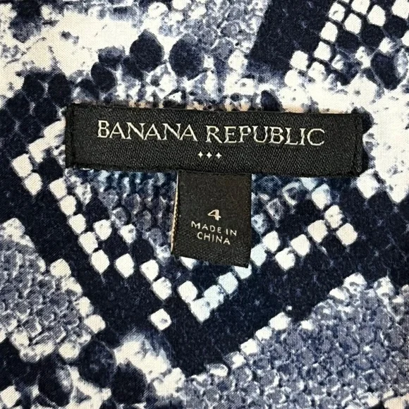 Chic Banana Republic Navy Blue Snake Skin Print Shirt Dress Tunic Women's Sz 4 - Picture 2 of 10